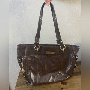 Coach Patent Tote, Brown